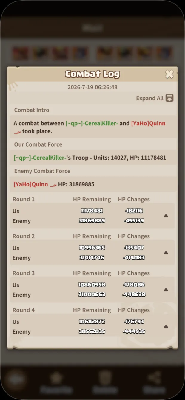 Combat log: your 11.2M HP versus their 31.9M, about 2.5 to 1 per-round trade